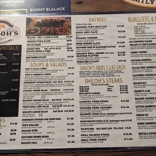 menu and prices