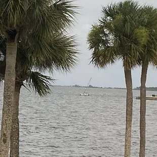 View of sunken sailboat