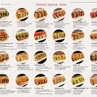 a list of different types of sushi