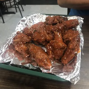 Wings were burnt under the sauce