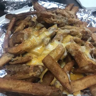 French Fries with cheese....somewhat burnt
