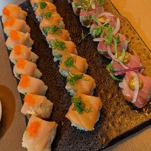 Left to right:Zen, Alaskan, yuzu tuna roll!