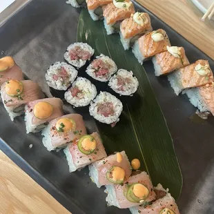 Top: Aburi Salmon Roll Middle: Negi Toro Bottom: Hamachi Lime Roll