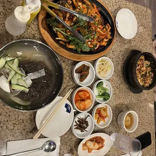 Stir-fry octopus, Cold water noodle, Bibimbap
