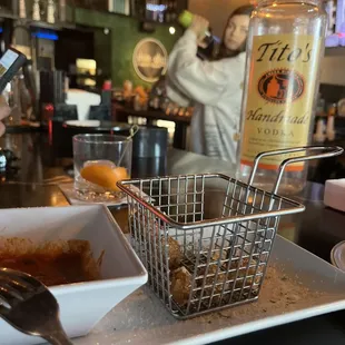 Inside. Bar top.