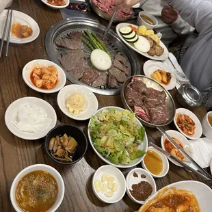 a table full of food