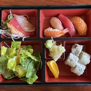 Sushi Sashimi Bento Lunch $13.50