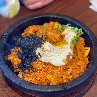 Tofu with Stir Fried Kimchi and Pork