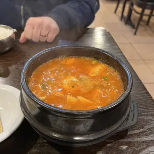 Seafood tofu bowl soup