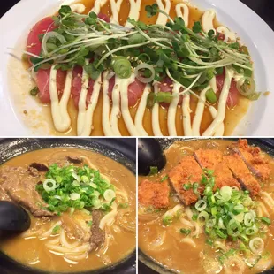 Curry Udon is delicious. Tuna Carpaccio is on point too.