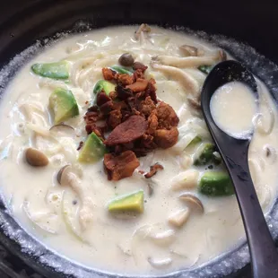 Bacon avocado cream udon.