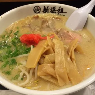 Cha Shu Ramen Soup with bamboo strips and other favorite toppings