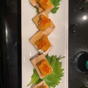 Monkfish liver with Uni and salmon roe