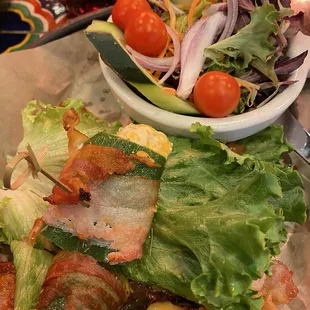 Fire cracker burger and side salad