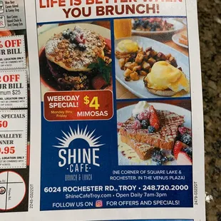 $4 mimosas, Mondays- Fridays