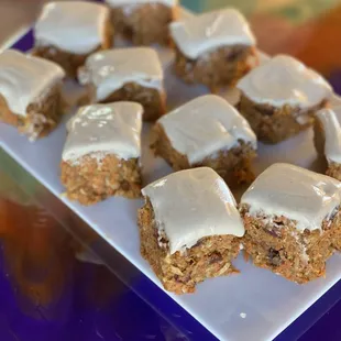 a plate of carrot bars