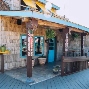 indoor and covered and sunny outdoor seating