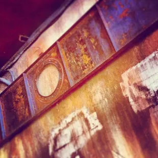 a close up view of a rusted metal surface