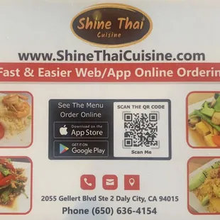 "Shine Thai Cuisine" App now available. 
Download today!!