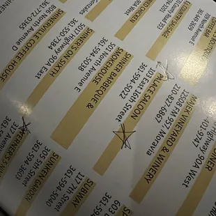 menu