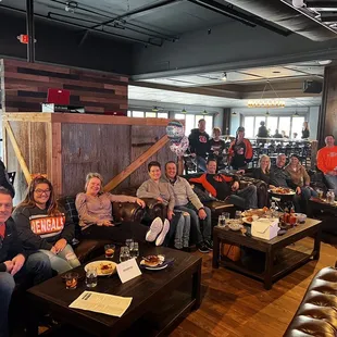 Seating area to view your favorite team, on huge TV screen....WHO DEY! that turns into dance floor.