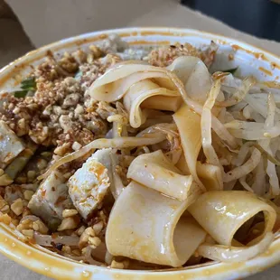 Liang Pi in chili oil with a side of sesame sauce