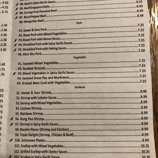 the menu