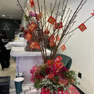 a flower arrangement in a vase