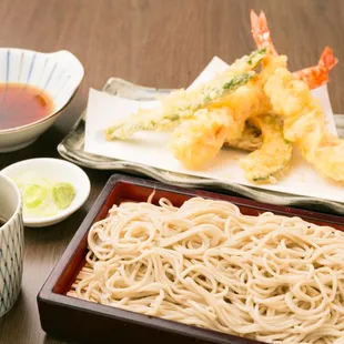 Big Shrimp Tempura Set with Cold Soba Noodle