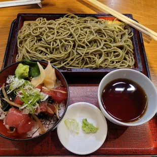 Combo with ahi poke bowl