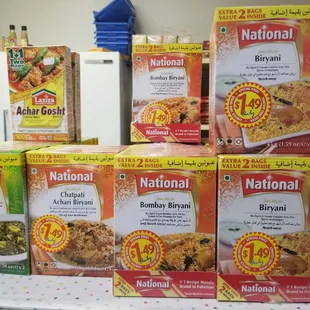 a variety of packages of food