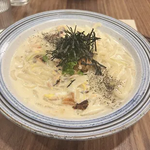 Salmon Carbonara Udon