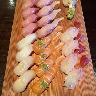 Nigiri: Scallop, Halibut, Otoro, Yellowtail Belly, Salmon Belly, Sweet Shrimp