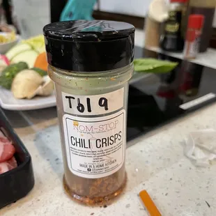 a jar of chili crispes