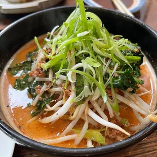 a bowl of soup on a table