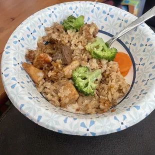 17. Steak and Chicken, Broccoli, sweet carrot.