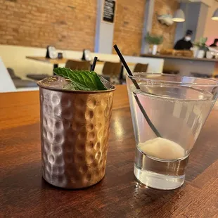 Moscow mule and lychee martini