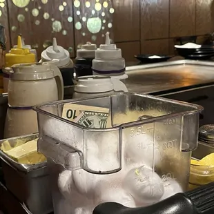 The chef put his tips in the eggs... doesn't seem sanitary