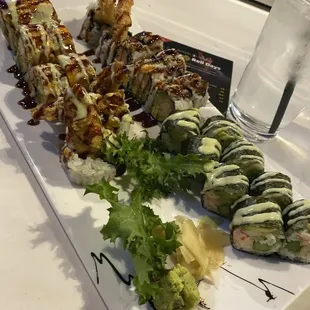 Special rolls spider roll etc
