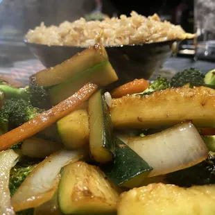 Fresh vegetables next to my side of fried rice