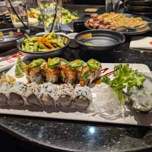 Spicy Edamame Sea Monster Roll Yellowtail Maki