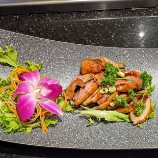 New roasted duck breast appetizer