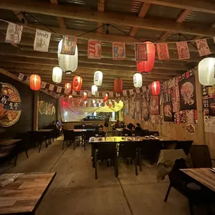 the interior of a ramen house