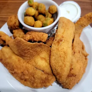 Fried Tilapia, Pollock &amp; Okra