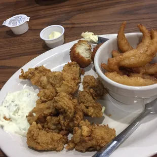 Fried oysters and onion straws.