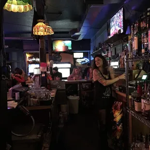 a woman at the bar