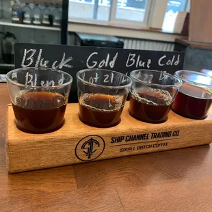 Samples for 4 different coffee.