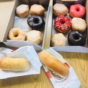 Mixed donuts, sausage and cheese