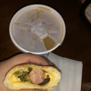 spicy kolache &amp; small coffee