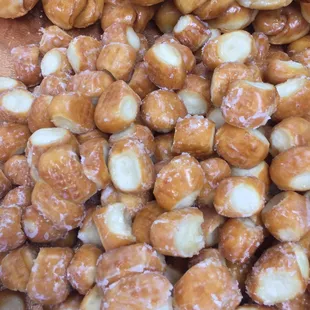 a close up of a pile of donuts